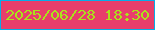 文字の大きさ：5、枠の色：06ade8、背景の色：e83e6b、文字の色：a9e31a 無料ブログパーツのブログ時計