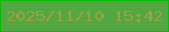 文字の大きさ：3、枠の色：06bb01、背景の色：53a742、文字の色：9ea23c 無料ブログパーツのブログ時計
