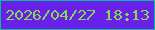 文字の大きさ：3、枠の色：06bb9e、背景の色：6921e9、文字の色：84db53 無料ブログパーツのブログ時計