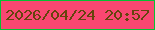 文字の大きさ：4、枠の色：06c033、背景の色：f94771、文字の色：65440d 無料ブログパーツのブログ時計