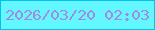 文字の大きさ：1、枠の色：06c2eb、背景の色：63f7ff、文字の色：a58adc 無料ブログパーツのブログ時計