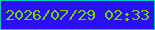 文字の大きさ：5、枠の色：06c6c0、背景の色：2b0dff、文字の色：71d703 無料ブログパーツのブログ時計