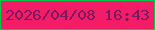 文字の大きさ：1、枠の色：06c74a、背景の色：f51c67、文字の色：7b195e 無料ブログパーツのブログ時計