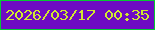 文字の大きさ：5、枠の色：06c833、背景の色：6e0bc3、文字の色：d1e92e 無料ブログパーツのブログ時計