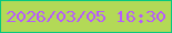 文字の大きさ：4、枠の色：06c880、背景の色：b3d957、文字の色：b75bfd 無料ブログパーツのブログ時計
