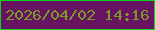 文字の大きさ：5、枠の色：06d51c、背景の色：681361、文字の色：7a9b26 無料ブログパーツのブログ時計
