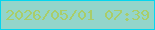 文字の大きさ：3、枠の色：06d5ee、背景の色：94d5ca、文字の色：a9cd6a 無料ブログパーツのブログ時計