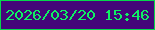 文字の大きさ：5、枠の色：06d64c、背景の色：440579、文字の色：0ff163 無料ブログパーツのブログ時計