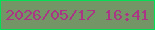 文字の大きさ：1、枠の色：06de55、背景の色：749565、文字の色：ab3585 無料ブログパーツのブログ時計