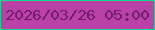 文字の大きさ：5、枠の色：06de89、背景の色：b941a8、文字の色：6e1d6b 無料ブログパーツのブログ時計