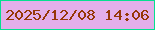 文字の大きさ：2、枠の色：06df8f、背景の色：e3afea、文字の色：963707 無料ブログパーツのブログ時計