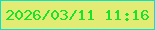文字の大きさ：4、枠の色：06e1d2、背景の色：e2eb73、文字の色：14e52b 無料ブログパーツのブログ時計