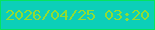 文字の大きさ：4、枠の色：06e35f、背景の色：0ccfb8、文字の色：91dc33 無料ブログパーツのブログ時計