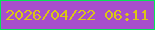 文字の大きさ：5、枠の色：06e458、背景の色：a74fcc、文字の色：dbc615 無料ブログパーツのブログ時計