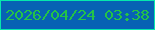 文字の大きさ：4、枠の色：06e8ad、背景の色：0762b4、文字の色：24c347 無料ブログパーツのブログ時計
