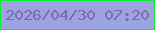 文字の大きさ：4、枠の色：06ed33、背景の色：9ca3e1、文字の色：8068ac 無料ブログパーツのブログ時計