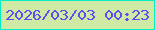 文字の大きさ：3、枠の色：06edc2、背景の色：ceeaa5、文字の色：5f4cf3 無料ブログパーツのブログ時計