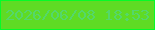 文字の大きさ：1、枠の色：06fb28、背景の色：5fdb24、文字の色：54d76b 無料ブログパーツのブログ時計