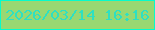 文字の大きさ：5、枠の色：06fbcc、背景の色：98d872、文字の色：2ee0c2 無料ブログパーツのブログ時計