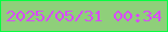 文字の大きさ：1、枠の色：06fc42、背景の色：8fcf7a、文字の色：d84bf9 無料ブログパーツのブログ時計