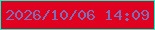 文字の大きさ：5、枠の色：06fccd、背景の色：e0001f、文字の色：7f6eb5 無料ブログパーツのブログ時計