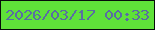 文字の大きさ：1、枠の色：070c0a、背景の色：5fe239、文字の色：596da3 無料ブログパーツのブログ時計