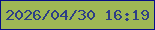 文字の大きさ：4、枠の色：070f88、背景の色：9fb855、文字の色：2d3e86 無料ブログパーツのブログ時計