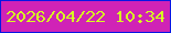文字の大きさ：3、枠の色：0716e4、背景の色：d023b6、文字の色：d7fc22 無料ブログパーツのブログ時計