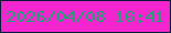 文字の大きさ：4、枠の色：071a38、背景の色：f325cf、文字の色：1e9f76 無料ブログパーツのブログ時計
