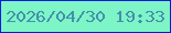 文字の大きさ：5、枠の色：071bda、背景の色：7df5c7、文字の色：448fae 無料ブログパーツのブログ時計