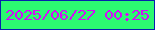 文字の大きさ：1、枠の色：0720ad、背景の色：2cf971、文字の色：d50bf7 無料ブログパーツのブログ時計