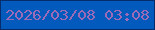 文字の大きさ：3、枠の色：072c6b、背景の色：025bbc、文字の色：9b6bb8 無料ブログパーツのブログ時計