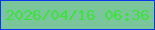 文字の大きさ：2、枠の色：0738ec、背景の色：7ac69a、文字の色：3de23a 無料ブログパーツのブログ時計