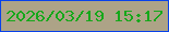 文字の大きさ：1、枠の色：0741eb、背景の色：ada387、文字の色：15a81a 無料ブログパーツのブログ時計