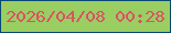 文字の大きさ：5、枠の色：074875、背景の色：9ace62、文字の色：db5165 無料ブログパーツのブログ時計