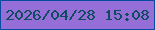 文字の大きさ：5、枠の色：074a9f、背景の色：956fd7、文字の色：0e4b5f 無料ブログパーツのブログ時計