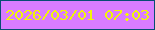文字の大きさ：1、枠の色：074d73、背景の色：d97cff、文字の色：f1f607 無料ブログパーツのブログ時計