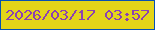 文字の大きさ：1、枠の色：0751b3、背景の色：e4d518、文字の色：8c41b1 無料ブログパーツのブログ時計