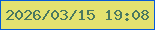 文字の大きさ：3、枠の色：075bd9、背景の色：e4e270、文字の色：4a7860 無料ブログパーツのブログ時計