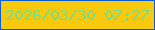文字の大きさ：4、枠の色：075ccf、背景の色：f8c90d、文字の色：7add83 無料ブログパーツのブログ時計