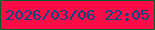 文字の大きさ：1、枠の色：075d28、背景の色：fe0a47、文字の色：094688 無料ブログパーツのブログ時計
