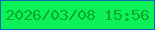 文字の大きさ：1、枠の色：076ab5、背景の色：0cf058、文字の色：09a630 無料ブログパーツのブログ時計