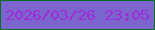 文字の大きさ：2、枠の色：076f22、背景の色：7d65ce、文字の色：9d29db 無料ブログパーツのブログ時計