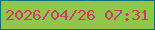 文字の大きさ：1、枠の色：077275、背景の色：8fc848、文字の色：d23773 無料ブログパーツのブログ時計