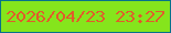 文字の大きさ：4、枠の色：07728b、背景の色：85e51c、文字の色：e15b2b 無料ブログパーツのブログ時計