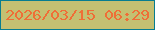 文字の大きさ：4、枠の色：077d90、背景の色：c4c072、文字の色：ef6e37 無料ブログパーツのブログ時計