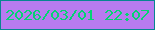 文字の大きさ：5、枠の色：078691、背景の色：b87bf0、文字の色：05d373 無料ブログパーツのブログ時計