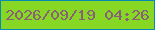 文字の大きさ：5、枠の色：078ab3、背景の色：87d824、文字の色：886177 無料ブログパーツのブログ時計