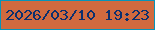 文字の大きさ：5、枠の色：0794b9、背景の色：d16a3f、文字の色：0c306e 無料ブログパーツのブログ時計