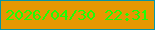 文字の大きさ：5、枠の色：0795a6、背景の色：e69802、文字の色：1efe05 無料ブログパーツのブログ時計